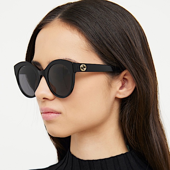 Gucci Black Round GG0028s Sunglasses